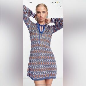 Free People Multicolor Long Sleeve Knit Dress